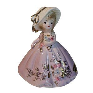 Josef Originals Bridal Party Bridesmaid Girl In Pink Holding Flowers Figurine